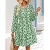 image:imageZESICA Womens Fall Floral Long Sleeve Wedding Guest Mini Dress  With Pockets V Neck ALine Ruched Waist Double Lined Flowy Short Dress Going Out OutfitsGreen