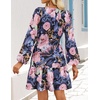 image:imageZESICA Womens Fall Floral Long Sleeve Wedding Guest Mini Dress  With Pockets V Neck ALine Ruched Waist Double Lined Flowy Short Dress Going Out OutfitsRoyal