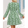 image:imageZESICA Womens Fall Floral Long Sleeve Wedding Guest Mini Dress  With Pockets V Neck ALine Ruched Waist Double Lined Flowy Short Dress Going Out OutfitsGreen