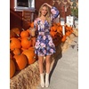 image:imageZESICA Womens Fall Floral Long Sleeve Wedding Guest Mini Dress  With Pockets V Neck ALine Ruched Waist Double Lined Flowy Short Dress Going Out OutfitsRoyal