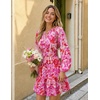 image:imageZESICA Womens Fall Floral Long Sleeve Wedding Guest Mini Dress  With Pockets V Neck ALine Ruched Waist Double Lined Flowy Short Dress Going Out OutfitsRed