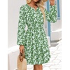 image:imageZESICA Womens Fall Floral Long Sleeve Wedding Guest Mini Dress  With Pockets V Neck ALine Ruched Waist Double Lined Flowy Short Dress Going Out OutfitsGreen
