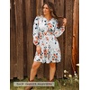 image:imageZESICA Womens Fall Floral Long Sleeve Wedding Guest Mini Dress  With Pockets V Neck ALine Ruched Waist Double Lined Flowy Short Dress Going Out OutfitsIvory