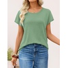 image:imageZESICA Womens Summer Wool Blend Short Sleeve Sweater Tops  Soft Stretchy Fabric Loose Fit 2026 Summer Trendy Business Casual Going Out Tank Tops Work Office Travel Daily WearLight Green