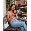 image:imageZESICA Womens Summer Wool Blend Short Sleeve Sweater Tops  Soft Stretchy Fabric Loose Fit 2026 Summer Trendy Business Casual Going Out Tank Tops Work Office Travel Daily WearPink