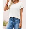 image:imageZESICA Womens Summer Wool Blend Short Sleeve Sweater Tops  Soft Stretchy Fabric Loose Fit 2026 Summer Trendy Business Casual Going Out Tank Tops Work Office Travel Daily WearWhite