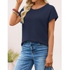 image:imageZESICA Womens Summer Wool Blend Short Sleeve Sweater Tops  Soft Stretchy Fabric Loose Fit 2026 Summer Trendy Business Casual Going Out Tank Tops Work Office Travel Daily WearNavy