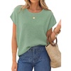 image:imageZESICA Womens Summer Wool Blend Short Sleeve Sweater Tops  Soft Stretchy Fabric Loose Fit 2026 Summer Trendy Business Casual Going Out Tank Tops Work Office Travel Daily WearLight Green