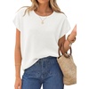 image:imageZESICA Womens Summer Wool Blend Short Sleeve Sweater Tops  Soft Stretchy Fabric Loose Fit 2026 Summer Trendy Business Casual Going Out Tank Tops Work Office Travel Daily WearWhite