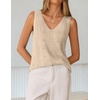 image:imageZESICA Womens Summer Crochet Sleeveless Tank Tops  V Neck Loose Fit Eyelet Lightweight 2026 Casual Business Sweater Vest Cute Going Out Trendy Boho Beach Vacation OutfitsApricot