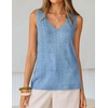 image:imageZESICA Womens Summer Crochet Sleeveless Tank Tops  V Neck Loose Fit Eyelet Lightweight 2026 Casual Business Sweater Vest Cute Going Out Trendy Boho Beach Vacation OutfitsBlue