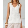 image:imageZESICA Womens Summer Crochet Sleeveless Tank Tops  V Neck Loose Fit Eyelet Lightweight 2026 Casual Business Sweater Vest Cute Going Out Trendy Boho Beach Vacation OutfitsWhite