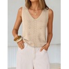 image:imageZESICA Womens Summer Crochet Sleeveless Tank Tops  V Neck Loose Fit Eyelet Lightweight 2026 Casual Business Sweater Vest Cute Going Out Trendy Boho Beach Vacation OutfitsApricot