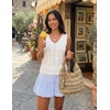 image:imageZESICA Womens Summer Crochet Sleeveless Tank Tops  V Neck Loose Fit Eyelet Lightweight 2026 Casual Business Sweater Vest Cute Going Out Trendy Boho Beach Vacation OutfitsWhite