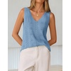 image:imageZESICA Womens Summer Crochet Sleeveless Tank Tops  V Neck Loose Fit Eyelet Lightweight 2026 Casual Business Sweater Vest Cute Going Out Trendy Boho Beach Vacation OutfitsBlue