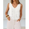 image:imageZESICA Womens Summer Crochet Sleeveless Tank Tops  V Neck Loose Fit Eyelet Lightweight 2026 Casual Business Sweater Vest Cute Going Out Trendy Boho Beach Vacation OutfitsWhite