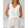 image:imageZESICA Womens Summer Crochet Sleeveless Tank Tops  V Neck Loose Fit Eyelet Lightweight 2026 Casual Business Sweater Vest Cute Going Out Trendy Boho Beach Vacation OutfitsWhite