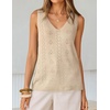 image:imageZESICA Womens Summer Crochet Sleeveless Tank Tops  V Neck Loose Fit Eyelet Lightweight 2026 Casual Business Sweater Vest Cute Going Out Trendy Boho Beach Vacation OutfitsApricot
