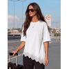 image:imageZESICA Womens Summer Oversized TShirts Asymmetrical Lace Going Out Tops  Asymmetrical Lace Trim Short Sleeve Baggy Loose Fit Tunic Dressy Casual Blouse Work Going Out Gym OutfitsWhite