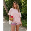 image:imageZESICA Womens Summer Oversized TShirts Asymmetrical Lace Going Out Tops  Asymmetrical Lace Trim Short Sleeve Baggy Loose Fit Tunic Dressy Casual Blouse Work Going Out Gym OutfitsDusty Pink