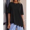 image:imageZESICA Womens Summer Oversized TShirts Asymmetrical Lace Going Out Tops  Asymmetrical Lace Trim Short Sleeve Baggy Loose Fit Tunic Dressy Casual Blouse Work Going Out Gym OutfitsBlack