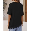 image:imageZESICA Womens Summer Oversized TShirts Asymmetrical Lace Going Out Tops  Asymmetrical Lace Trim Short Sleeve Baggy Loose Fit Tunic Dressy Casual Blouse Work Going Out Gym OutfitsBlack