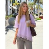 image:imageZESICA Womens Summer Oversized TShirts Asymmetrical Lace Going Out Tops  Asymmetrical Lace Trim Short Sleeve Baggy Loose Fit Tunic Dressy Casual Blouse Work Going Out Gym OutfitsDusty Purple