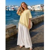 image:imageZESICA Womens Summer Oversized TShirts Asymmetrical Lace Going Out Tops  Asymmetrical Lace Trim Short Sleeve Baggy Loose Fit Tunic Dressy Casual Blouse Work Going Out Gym OutfitsButter Yellow