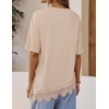 image:imageZESICA Womens Summer Oversized TShirts Asymmetrical Lace Going Out Tops  Asymmetrical Lace Trim Short Sleeve Baggy Loose Fit Tunic Dressy Casual Blouse Work Going Out Gym OutfitsSand
