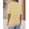 image:imageZESICA Womens Summer Oversized TShirts Asymmetrical Lace Going Out Tops  Asymmetrical Lace Trim Short Sleeve Baggy Loose Fit Tunic Dressy Casual Blouse Work Going Out Gym OutfitsButter Yellow