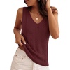 image:imageZESICA Womens Summer Crochet Sleeveless Tank Tops  V Neck Loose Fit Eyelet Lightweight 2026 Casual Business Sweater Vest Cute Going Out Trendy Boho Beach Vacation OutfitsBurgundy