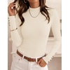 image:imageZESICA Womens Fall Long Sleeve Mock Neck Button Shirts Going Out Tops  Decorative Buttons Lightweight Slim Fitted Business Casual Daily Date Work Office 2026 Basic Layering ClothingBeige