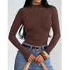 image:imageZESICA Womens Long Sleeve Bussiness Casual Fashion Knit Sweater TopsTaupe