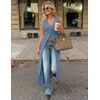 image:imageZESICA Womens Sleeveless Long Cardigan Sweaters 2026 Summer V Neck Oversized Button Knit Duster Vest Top Beach Cover UpDustyblue