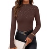 image:imageZESICA Womens Long Sleeve Bussiness Casual Fashion Knit Sweater TopsTaupe