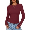 image:imageZESICA Womens Long Sleeve Button Soft Knit Pullover SweatersWine