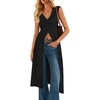 image:imageZESICA Womens Sleeveless Long Cardigan Sweaters 2026 Summer V Neck Oversized Button Knit Duster Vest Top Beach Cover UpBlack
