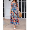 image:imageZESICA Womens 2026 Summer Boho Floral Ruffle Maxi DressGreenblue