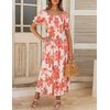 image:imageZESICA Womens 2026 Summer Boho Floral Ruffle Maxi DressTangerine