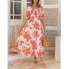 image:imageZESICA Womens 2026 Summer Boho Floral Ruffle Maxi DressTangerine