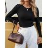 image:imageZESICA Womens Long Sleeve Ribbed Knit Fitted Sweaters TopsBlack