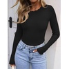 image:imageZESICA Womens Long Sleeve Ribbed Knit Fitted Sweaters TopsBlack