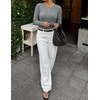 image:imageZESICA Womens Long Sleeve Ribbed Knit Fitted Sweaters TopsGrey