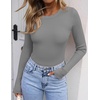 image:imageZESICA Womens Long Sleeve Ribbed Knit Fitted Sweaters TopsGrey