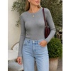image:imageZESICA Womens Long Sleeve Ribbed Knit Fitted Sweaters TopsGrey