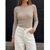 image:imageZESICA Womens Long Sleeve Ribbed Knit Fitted Sweaters TopsSand