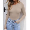 image:imageZESICA Womens Long Sleeve Ribbed Knit Fitted Sweaters TopsSand