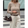 image:imageZESICA Womens Long Sleeve Ribbed Knit Fitted Sweaters TopsSand