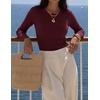 image:imageZESICA Womens Long Sleeve Ribbed Knit Fitted Sweaters TopsWinered