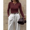 image:imageZESICA Womens Long Sleeve Ribbed Knit Fitted Sweaters TopsWinered